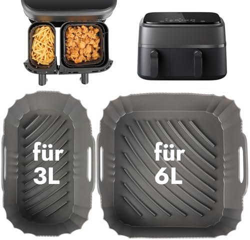 YQL Heißluftfritteuse Zubehör für Philips Dual Airfryer 3000/5000 Series, Silikonform Heißluftfritteuse für Philips Airfryer Dual Basket (3L & 6L), Einsatz für Philips/COOKWISE Airfryer 3L & 6L