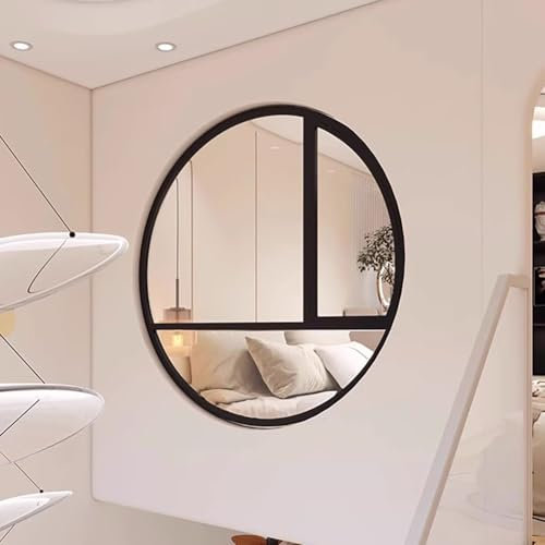 PA-DABAOO Round Glass Window, Indoor Aluminum Alloy Window, Large Recessed Shed Window, Home Decoration Porthole, Suitable for Loft, Kitchen, Study, Bedroom,Black 100CM