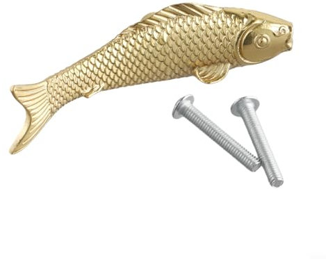 snowchecking Möbelknäufe aus Messing, Goldfisch-Design, Tier-Schubladen, Einloch-Möbelgriff, Griff für Schrank, Nachttisch