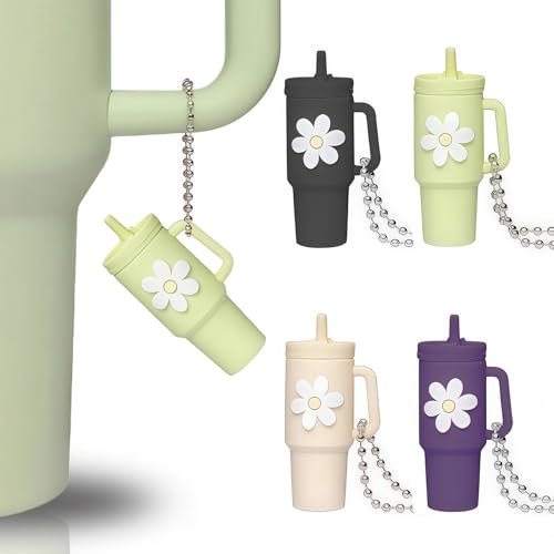 boqopod 4 Pack Mini Cup Keychain Charm for Stanley Cup Cute Mini Handle Charm for Stanley Tumbler