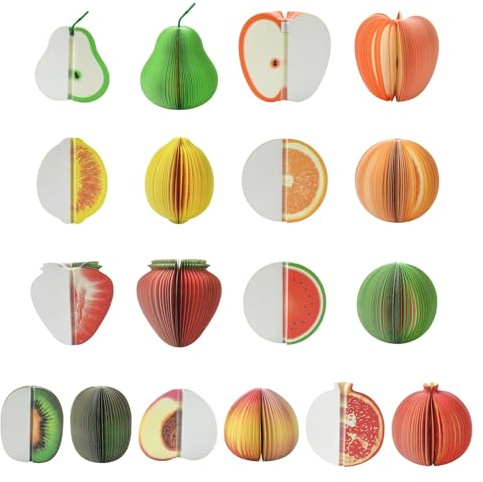 Airssory Haftnotizen, 9 Stile, 7,6 cm, Erdbeere, Apfel, Zitrone, Notizblock, Liste für Büro, Zuhause, Erinnerungen, Lernbedarf, 8,5–9,5 cm, 9 Stück
