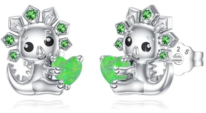 Dinosaurier Ohrringe Silber 925 Opal Dinosaurier Ohrstecker Schmuck | Geschenke Geburtstag Weihnachten für Damen Mädchen