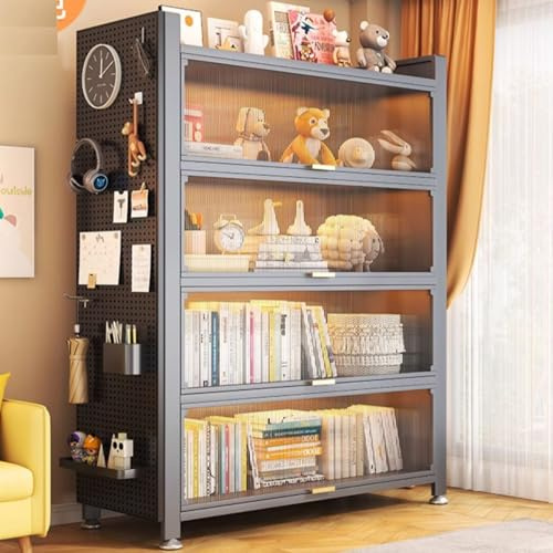 Modernes faltbares Tür-Bücherregal - Stabiler Metallschrank für Wohnzimmer, Schlafzimmer, Küche & Speisekammer - Platzsparendes freistehendes Design, stilvoll & funktional