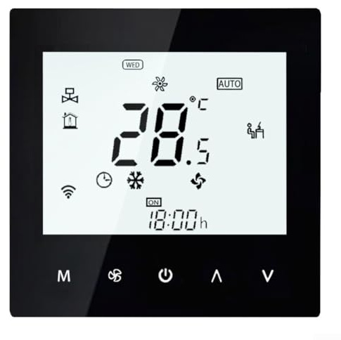 Programmierbares Thermostat mit WLAN und Sprachsteuerung, 7 Tage flexibler Heizzeitplan, Unterputz-Panel für Alexa und Apps für Raum- und Fußbodenheizung, Bl