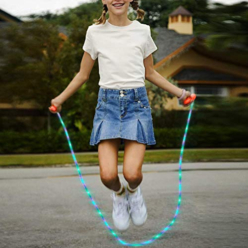 POENVFPO Leuchtendes Springseil, Leuchtendes LED-Springseil für Fitness, Verstellbare Länge 280 cm, Ideal für und Erwachsene (zufällige Farbe)