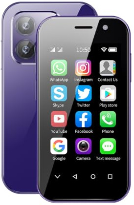 Longben 4G Mini-Smartphone, 3,0 Zoll Display, Android 9.0, Dual-SIM, 2600 mAh, Gesichtsentsperrung, 3GB+32GB Lila