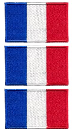 ZEBKEL Lot de 3 Écussons Drapeau Français, 5x3cm Patch Brodé avec Fermeture Auto-Agrippante pour Vêtements, Sacs à Dos et Casquettes, Bleu Blanc Rouge