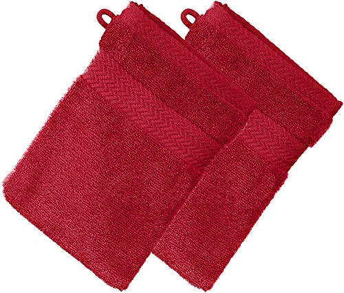 Erwin Müller Waschhandschuh Friedrichshafen 2er- Pack, 100% Baumwolle rot Größe 15x21 cm - Premium-Qualität, unvergleichlich saugfähig, hautsympathisch, formstabil (weitere Farben)