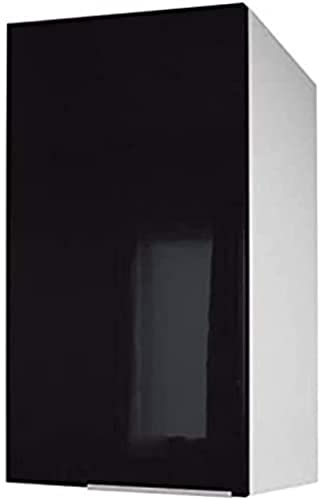 Berlioz Créations CP4HN Hängeschrank für Küche mit 1 Tür in schwarzem Hochglanz, 40 x 34 x 70 cm, 100 Prozent französische Herstellung