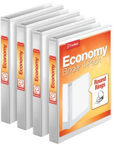 Cardinal 3-Ringbuch, 2,5 cm, runder Ring, weiß, 4 Stück, für 225 Blatt (79510)