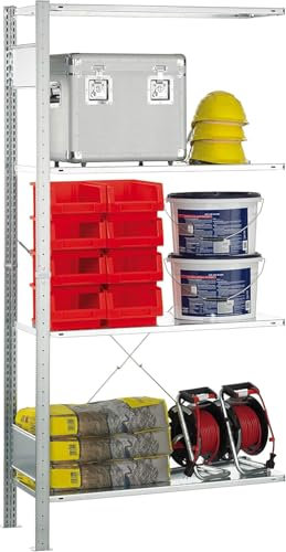SCHULTE Lagertechnik Anbauregal, Steckregal MULTIplus150-Pack, 2000 x 1000 x 500 mm (HxBxT), 4 Fachböden, Kreuzstrebe, verzinkt