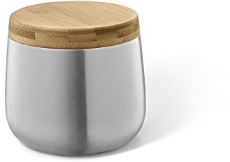 ZACK 20867 BEVO Vorratsdose, Edelstahl matt und geöltem Bambus, 9.5 x 11.0 x cm