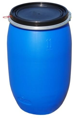 plasteo Fût Alimentaire 120 litres, Ouverture Totale, Baril polyéthylène Bleu (22120)