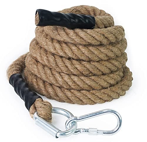Aoneky Gym Kletterseil mit Karabiner 30/40/50mm - Krafttraining Sportseil - Muskeltrainingsseil, Krafttraining Kampfseil 3/4/4,5/5,5/6/7,5/9M(40mm 3M)