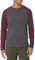 Amazon Essentials Men's Slim-Fit Long-Sleeve Henley Shirt, Charcoal Heather/Burgundy, L