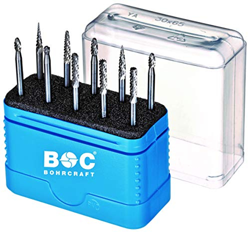 Bohrcraft HM-Kleinfrässtifte Set KF10 / Kopf- und Schaft Ø 3,0 mm / 10-teilig / 59001330014