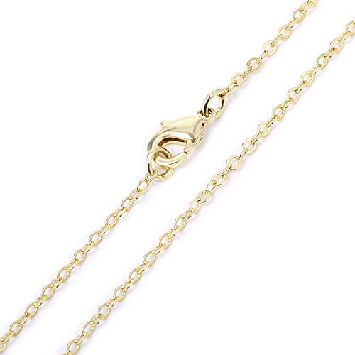 SPUNKYCHARMS 2mm Thin Gold Necklace Chain, 12 Pcs 18 Inch Gold Cable Chain for Necklace Making Brass Jewellery Chains Pack in Bulk
