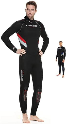 Cressi Castoro Man Traje Monopieza de Buceo Neopreno 5mm High Stretch para Hombre, Negro/Rojo, XL/5