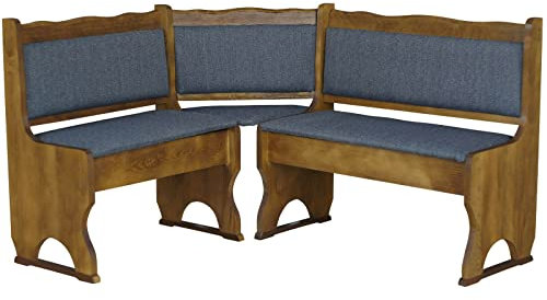 k koma Polster Eckbank Kiefer Holz, Eiche Farbe mit Polsterung MASSIVHOLZ - NEU GRAU DUNKEL (200 x 200)