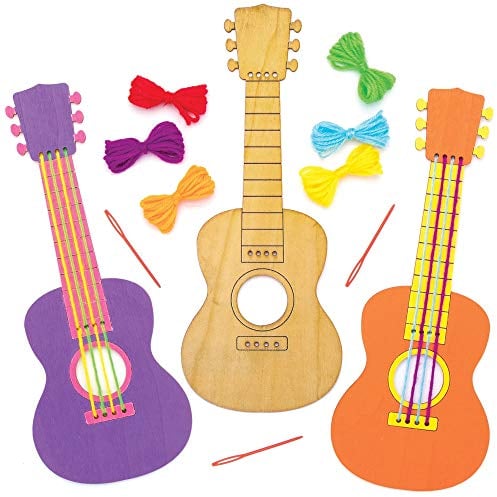 Baker Ross AT812 Kits de guitare en bois -Loisirs créatifs pour enfants (Paquet de 3)