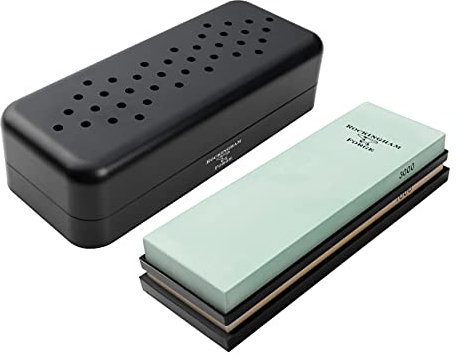 Rockingham Forge 2-in-1 Combination Ceramic Whetstone, 1000 Grit (Medium) and 3000 Grit (Fine) Waterstone Knife Sharpener, RCC-186MF/B