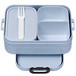 Mepal Bento Brotdose Midi Take A Break - Brotdose mit Bento Box - Für 2 Sandwiches oder 4 Brotscheiben - Lunchbox für kleine Snacks & Reste - Brotdose Erwachsene Essenbox mit Fächern - Nordic blue '22