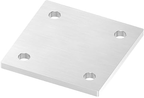 FeNau - Ankerplatte - Maße: 120 x 120 x 8 mm - mit 4 Bohrungen á Ø 13 mm - aus Edelstahl: V2A - Längsschliff - Materialstärke: 8 mm