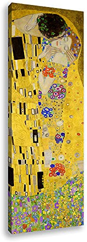Degona Modernes Bild KLIMT IL Kuss cm 30 x 90 cm Druck auf Leinwand CANVAS Möbel Kunst Abstrakt XXL Möbel für Wohnzimmer Schlafzimmer Küche Büro Bar Restaurant