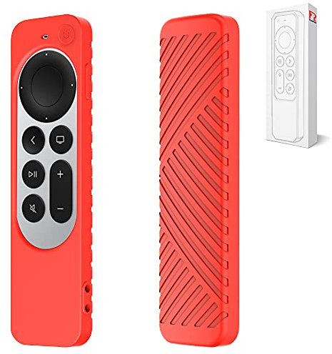 2021 RubRab Protective Case for Siri Remote 2nd Gen Anti-Slip Durable Silicon Shockproof Rubber Cover for Apple 4K HD TV Siri Remote (2nd Generation Applicable) Full Coverage Design (Red)