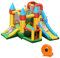 COSTWAY Aufblasbare Hüpfburg mit 610W Luftgebläse 2 Rutsche Springburg Hüpfschloss Outdoor Bouncer Spielburg inkl. 60 Ozeanbälle, Tragetasche, Pfähle, Reparaturpake 330x300x210cm
