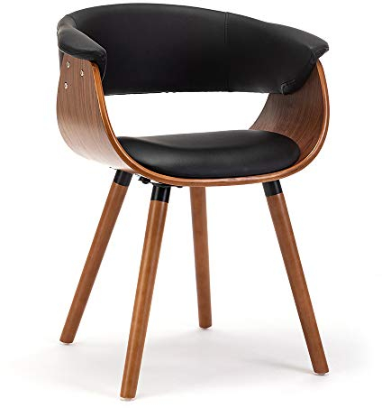 Mignone Esszimmerstühle Wohnzimmerstühle Moderne Küchenstühle Rückenlehnen für Küche Arbeitszimmer Wohnzimmer mit Massivholz Beine (Schwarz-braun-Kunstleder, 1)