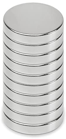 MAUL Neodym Magnet Ø 15 x 3 mm (10er Pack) | Magnete für einen vielseitigen Einsatz | Magnet rund mit elegantem und modernem Design | Magnete stark für Magnetboard, Magnetband | Silber