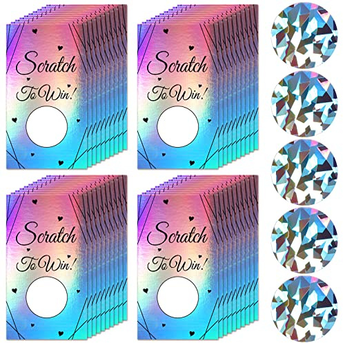 Outus 100 Pcs Personalized Blank Scratch off Cards, Purple