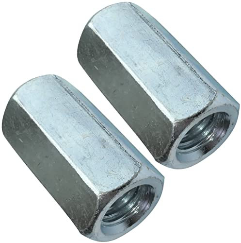 AERZETIX - C49602 - Juego de 2 Tuercas de acoplamiento hexagonales largas M14x42mm - tuerca de extensión prolongador - en acero al carbono con rosca métrica