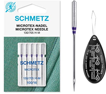 Microtex (Sharp) Nähmaschinennadeln, Größe 100/16, inklusive großem Nadeleinfädler
