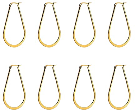 Homxi Boucle D Oreille Or,4Paires U Oval 50MM Boucles D Oreilles Femme Acier Inoxydable