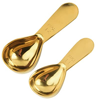 ToSSme Kaffeeschaufel Edelstahl Messlöffel für Kaffee, Tee und Milch Esslöffel 1 Esslöffel & 2 Esslöffel (15 ml & 30 ml) (Gold)