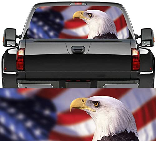 CUSENA Weißkopfseeadler Heckscheibenaufkleber für LKW, SUV, Van, Pickup, Auto, Heckscheibe, LKW, Aufkleber, amerikanische Flagge, Adler, Dekoration, grafische Verpackung, perforierte Aufkleber,