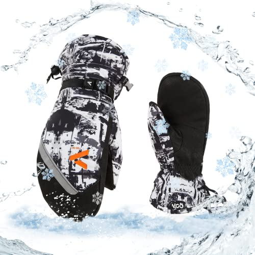 Vgo... 1Paar -20℃/-4°F oder darüber Skihandschuhe für Männer aus Ziegenleder, Winter Outdoor Handschuhe, Wasserdicht, 3M Thinsulate (GA2475FLWP)