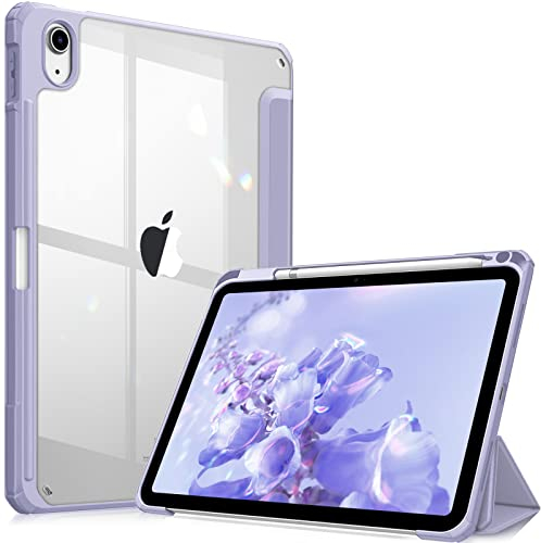 FINTIE Custodia per iPad (A16) 11ª Gen 11 (2025)/iPad 10ª Gen 10.9 (2022) con Portapenne - Sottile Leggero Trasparente Cover Posteriore con Bordo in TPU Morbido Auto Sveglia/Sonno, Lilla Viola