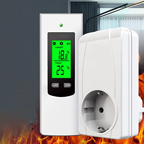 Funk Thermostat,CEIEVER Steckdosen-Thermostat Umschalten zwischen heißem und kaltem Modus Kabellose Temperaturgesteuerte Steckdose für Klimaanlagen, Ventilatoren, Heizungen 16A Thermostat