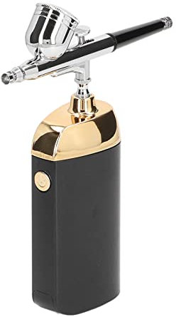 Focket Airbrush-Kit mit Kompressor, 3400 MAh 3,7 V Tragbar USB Sauerstoff-Gesichtsmaschine Kabelloses Airbrush-Kit Auto-Handheld Airbrush-Pistole für Kuchen Verzieren Bilden Modellmalerei (Schwarz)