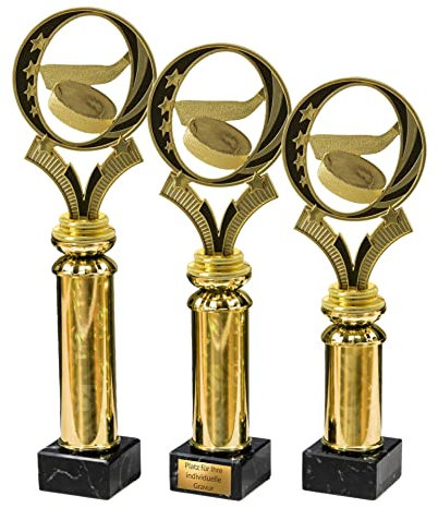 eberin · Eishockey Pokale mit oder ohne Gravur · Eishockey Cup auf Goldsäule/Marmor schwarz · Trophäe · Auszeichnung · Pokal in 3 Größen erhältlich · (26,5 cm)