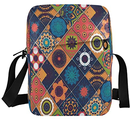 Vintage dekorative Elemente orientalische Crossbody-Tasche klein lässig Kuriertasche Handtasche Handytasche Geldbörse für Damen Herren Kinder, Mehrfarbig, Einheitsgröße