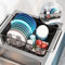 MAJALiS Escurridor de Platos para Fregadero, Doble Uso para Encimeras y sobre Fregadero, Escurreplatos Extensible de Acero Inoxidable para Encimera de Cocina con Porta Utensilios y Portavasos, Negro