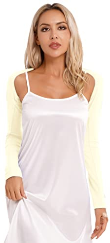 Doomiva Damen Bolero Langarm Blazer Bolerojacke Einfabrig Schulterjacke Kurz Shrug Cardigan Top Tanz Oberteile Beige Einheitsgröße