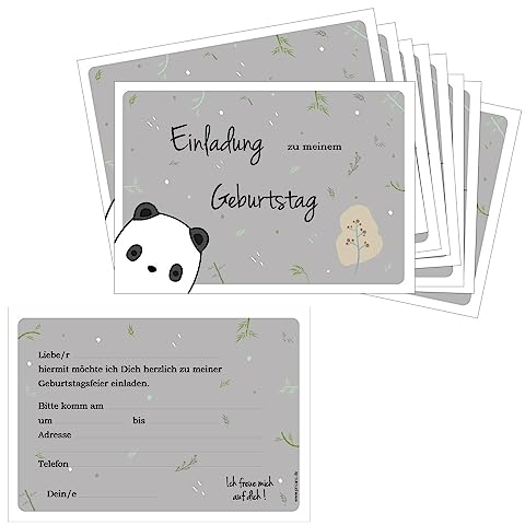 PRICARO Einladungskarten Kindergeburtstag, A6 Pandabär, 10 Stück