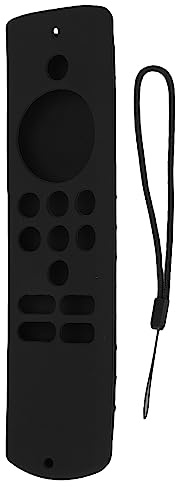 PerGar Silikon-Fernbedienungshülle, Weiche, rutschfeste, stoßfeste Hülle mit Trageband für Fire TV Stick Lite (Schwarz)