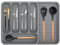 Betoores Large Cutlery Drawer Organiser 6 Compartment Cutlery Tray Plastic Kitchen Drawer Organiser 53x35cm Expandable Utensil Tray, Drawer Organiser Rack Holder Tray, Grey