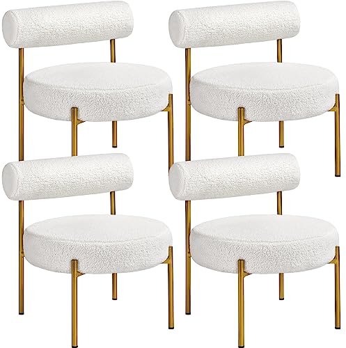 Yaheetech Polsterstuhl 4er Set aus Boucle-Geweb Ruhesessel Esszimmerstuhl mit Rückenlehne Stilvoller Wohnzimmerstuhl Lehnstuhl